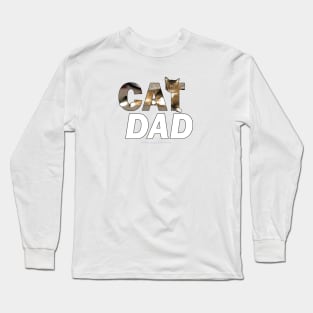 CAT DAD - Somali Abyssinian cat long hair oil painting word art Long Sleeve T-Shirt